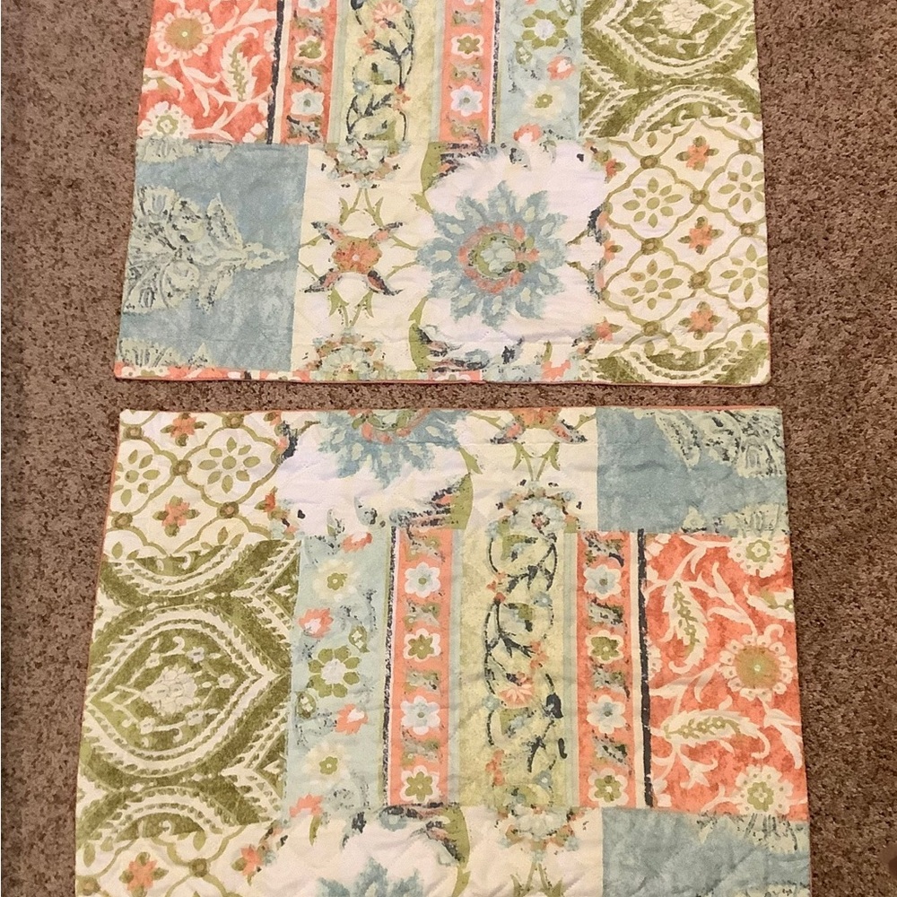 Pillow Shams pair standard quilted soft colors RT 1916 NY NEW